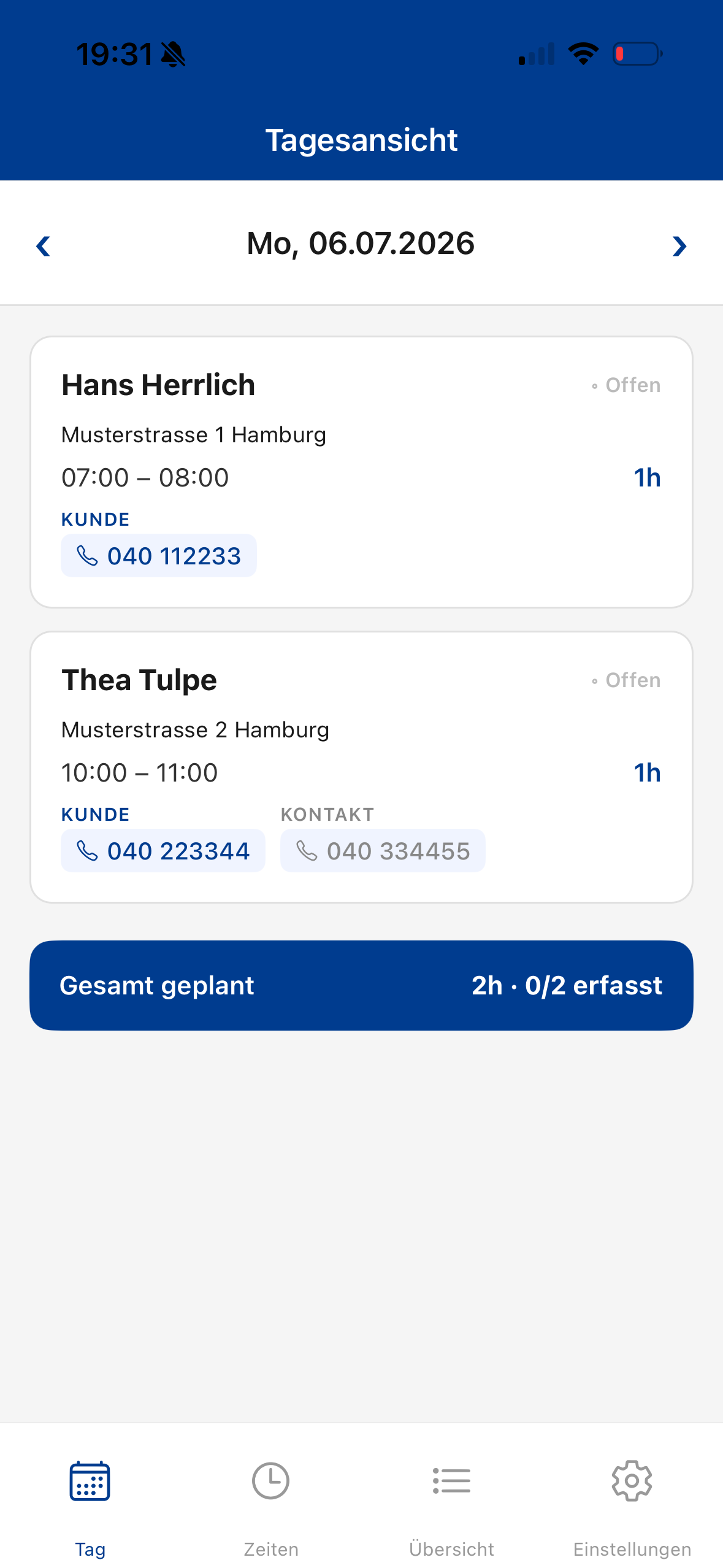 App Zeitvorschlag